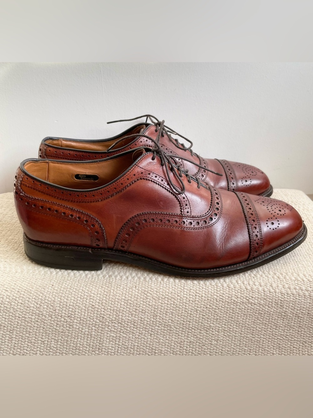 ALLEN EDMONDS STRAND CAP-TOE BROWN CALFSKIN MENS SIZE 10